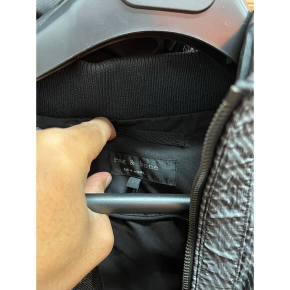 Rag & Bone - Goose Down Hooded Black Grey Puffer Coat /Large - Picture 4 of 11